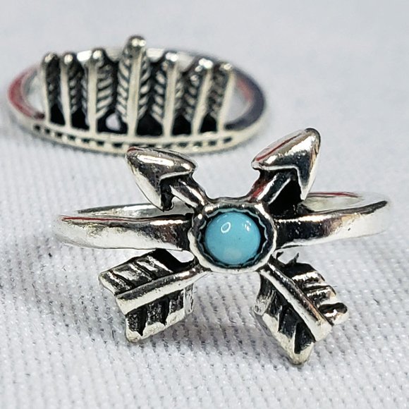6 Pc/set Bohemian Rings Unisex American Native Influence Primitive Ring Set NEW - Picture 5 of 12